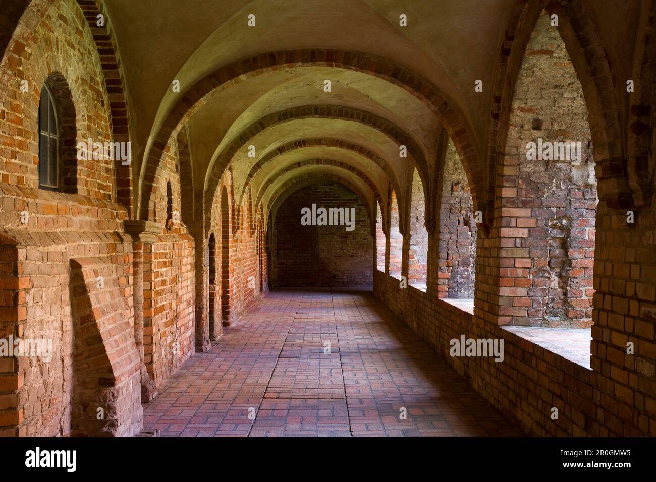 Cloister at Jerichow monastery in the Altmark, Jerichow, Saxony Anhalt, Germany, Europe Stock Photo