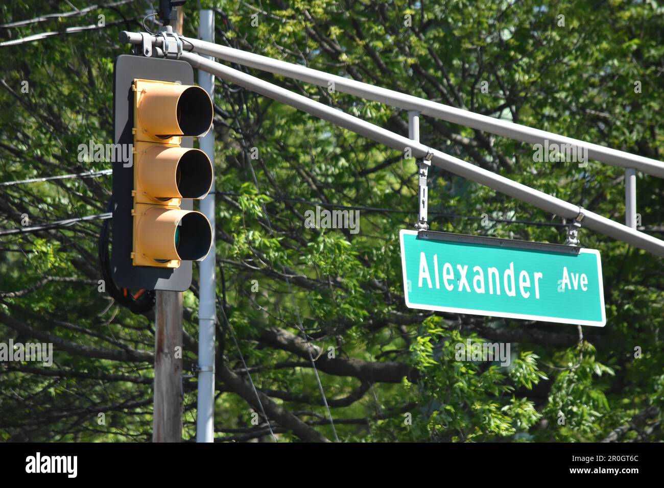 Alexander Avenue street sign where the fatal accident occurred. A fatal