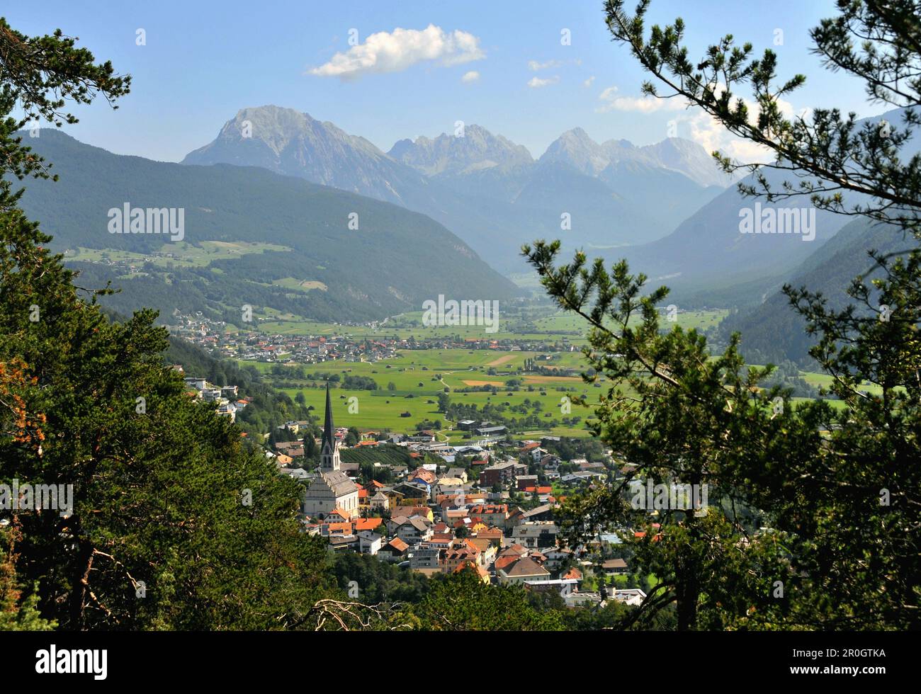 View on Imst with Church of the Ascension, Tyrol, Austria, Europe Stock Photo