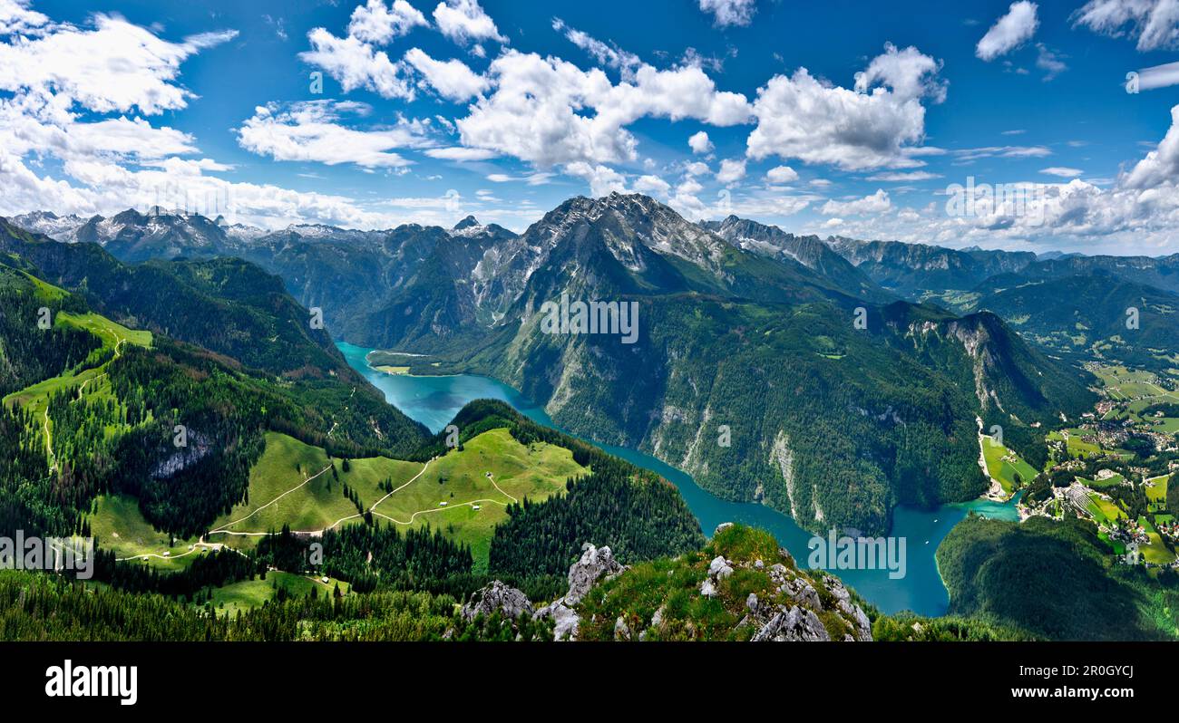 View from mount Jenner to Watzmann and Lake Koenigssee, Berchtesgadener ...
