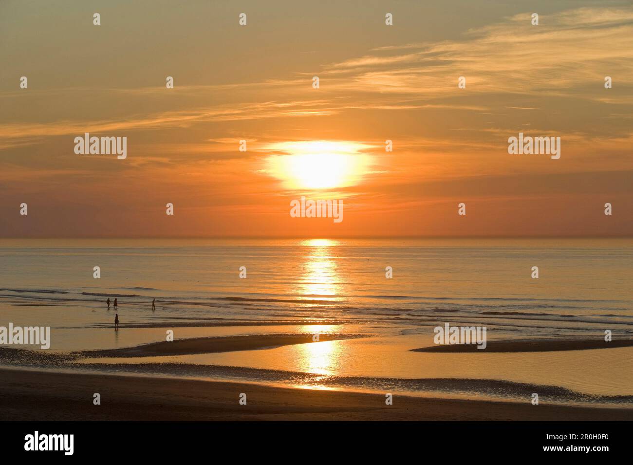 Beach at the Cap Blanc-Nez at sunset, Cap Blanc-Nez, Opal coast, Boulogne-sur-Mer, France, Europe Stock Photo