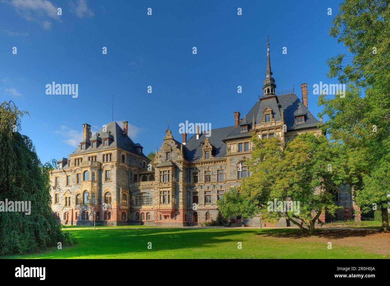 Lieser castle with Park, Lieser, Rhineland Palatinate, Germany Stock Photo