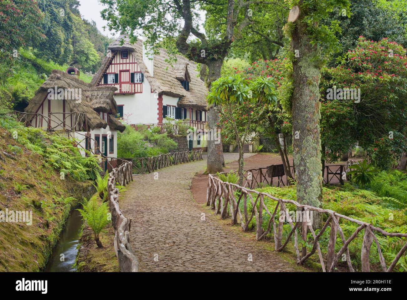 Wooden house, at Caldeirao Verde Trail, Queimadas Forest Park, Madeira, Portugal Stock Photo