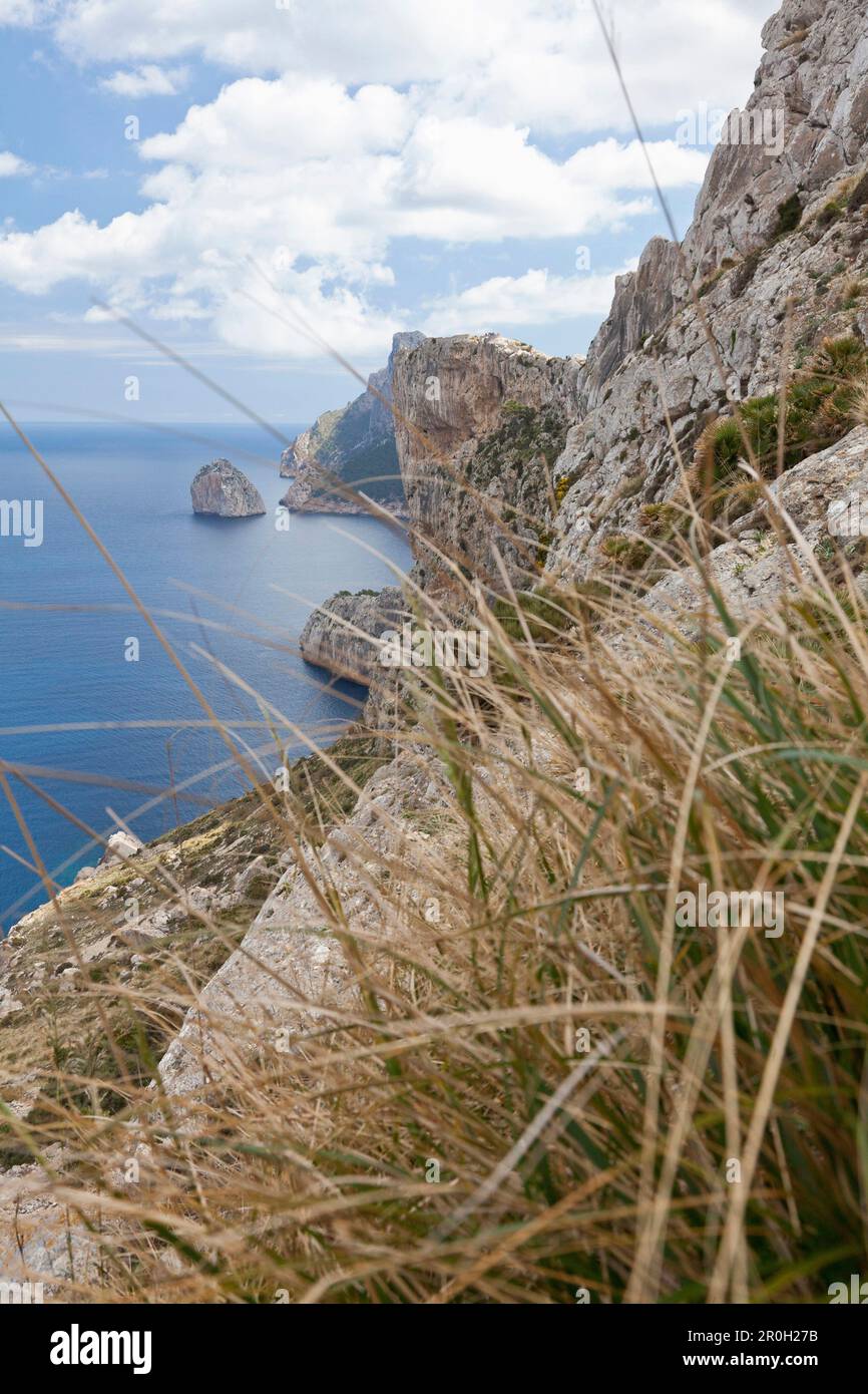 Hiking on Mallorca, Mirador de la Creueta, Cap Formentor, Mediterranean Sea, Cap de Formentor, Serra de Tramuntana, UNESCO World Nature Site, Mallorca Stock Photo