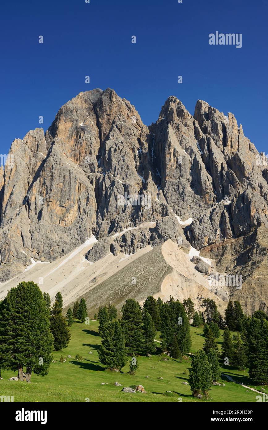 Sass Rigais, Geisler range, Geisler, Dolomites, UNESCO world heritage site Dolomites, South Tyrol, Italy Stock Photo