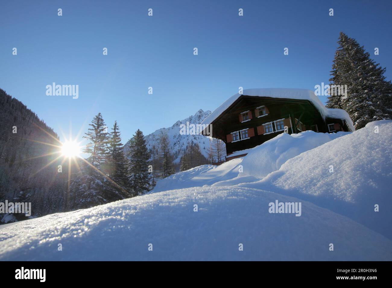 Holiday lodge, Gargellen, Montafon, Vorarlberg, Austria Stock Photo