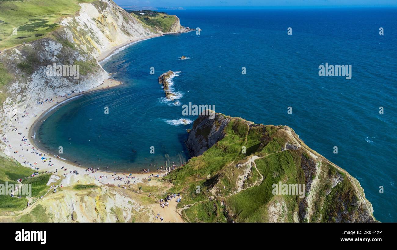 Aerial view of the Handfast Point, a scenic coastal destination on the ...