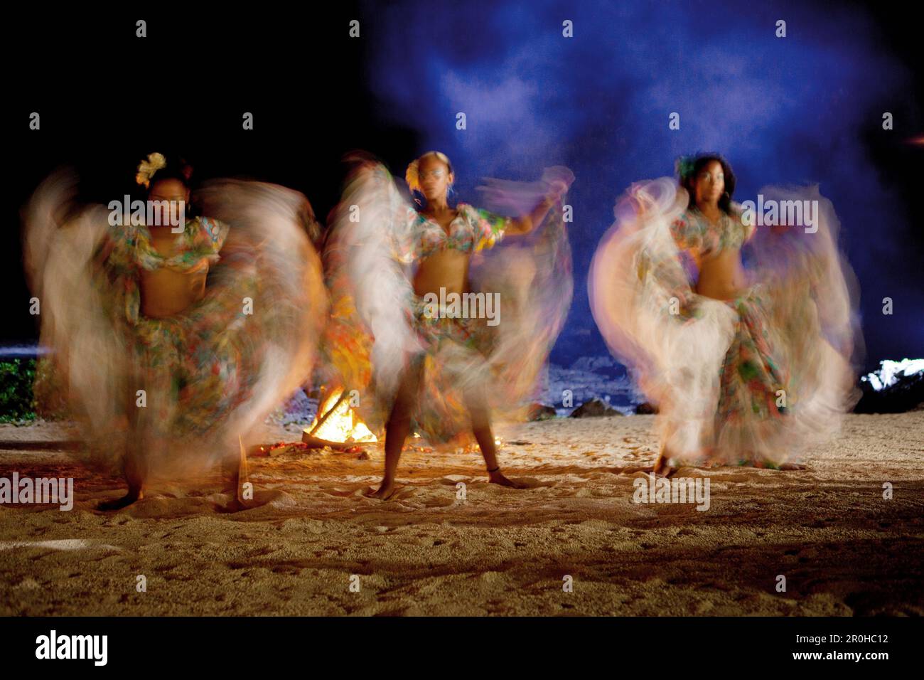 MAURITIUS, Sega dancers perform at Hotel Shanti Maurice which is located on the Southern coast of Mauritius Stock Photo
