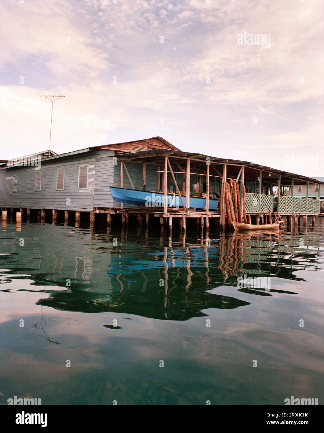 PANAMA, Bocas del Toro, homes by the water on Almirante Bay, Central