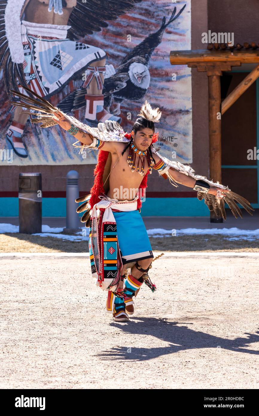 Traditional Zuni Dancing at Indian Pueblo Cultural Center in Albuquerque, New Mexico Stock Photo