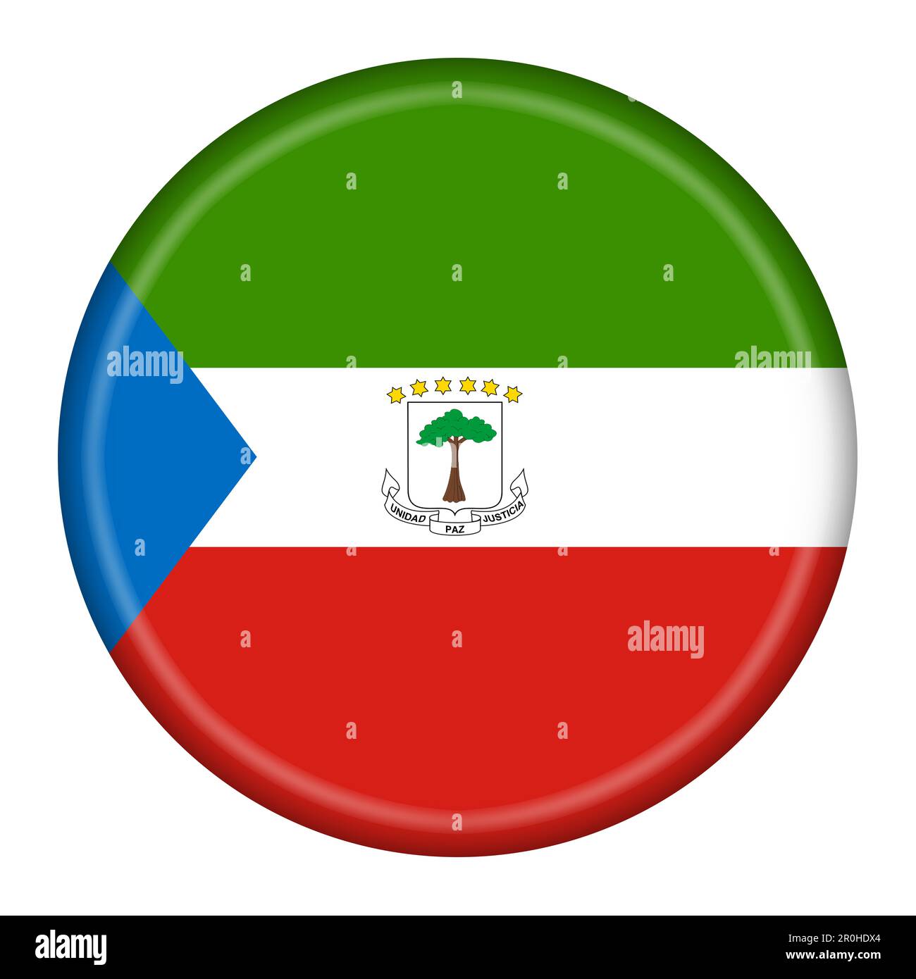 Equatorial Guinea flag button 3d illustration with clipping path Stock Photo