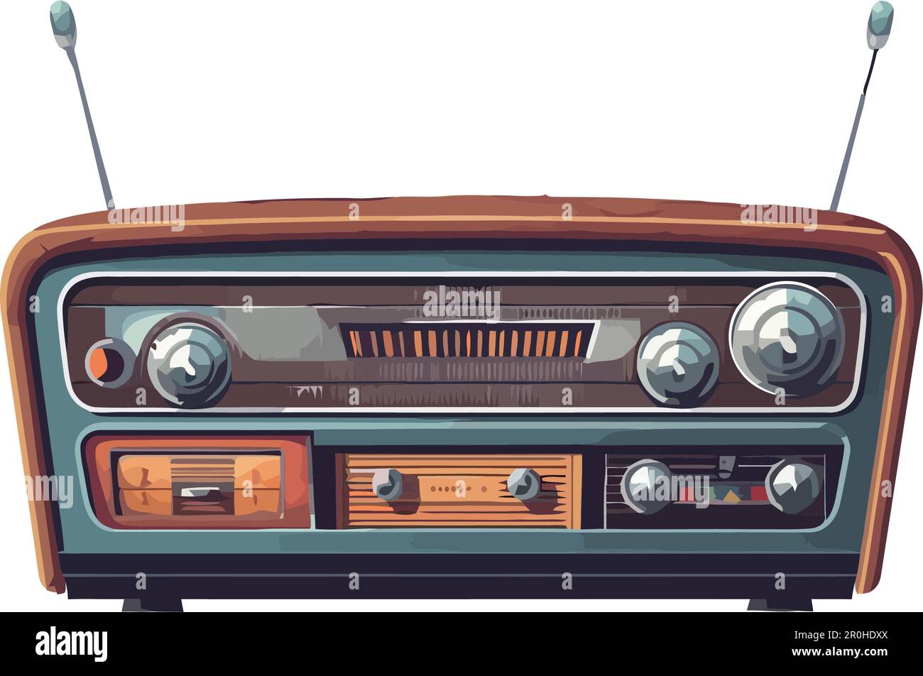 Old fashioned boom box playing nostalgic tunes isolated Stock Vector