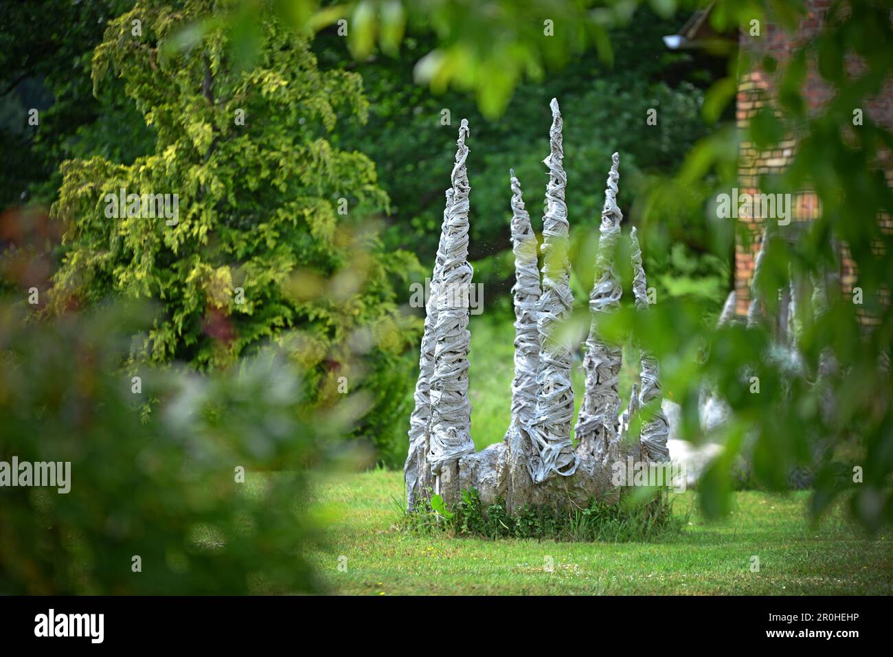 concrete sculpture in a garden, Germany Stock Photo