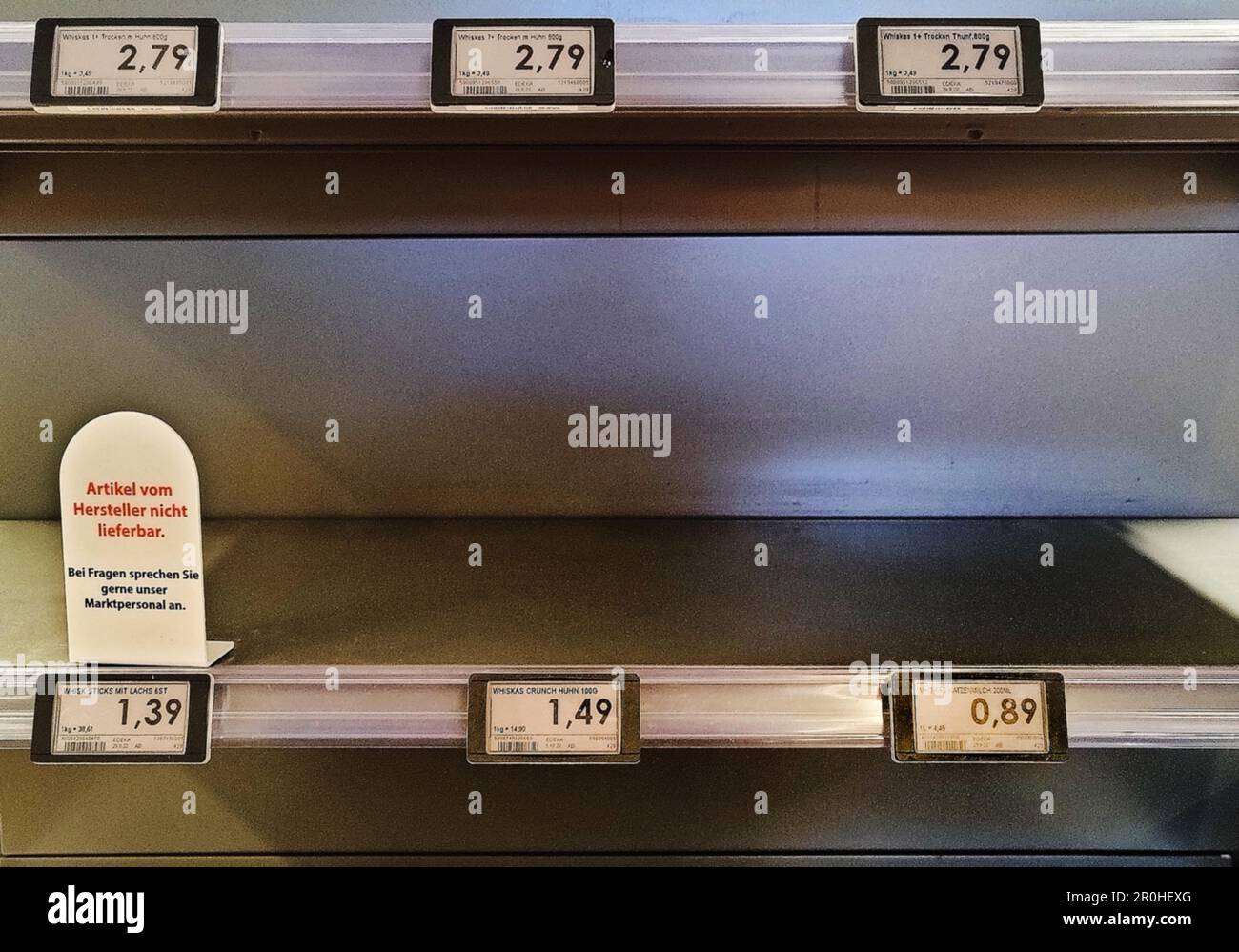 empty racks in a supermarket, Germany Stock Photo - Alamy