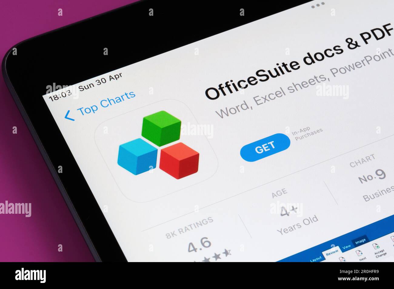 officeSuite app seen in App Store on the screen of ipad. Selective focus.  Stafford, United Kingdom, May 6, 2023 Stock Photo - Alamy