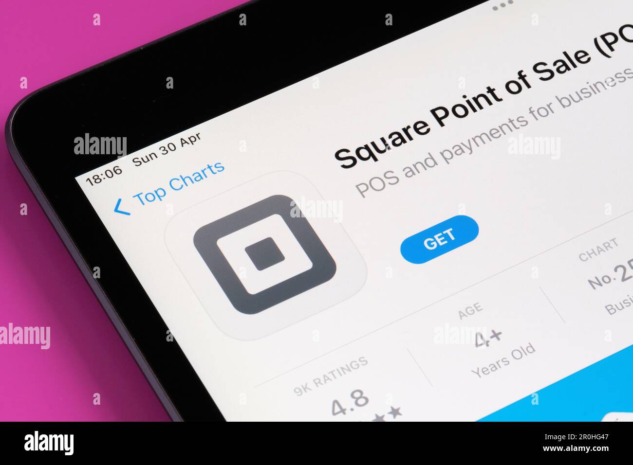 Square Point of sale app seen in App Store on the screen of ipad