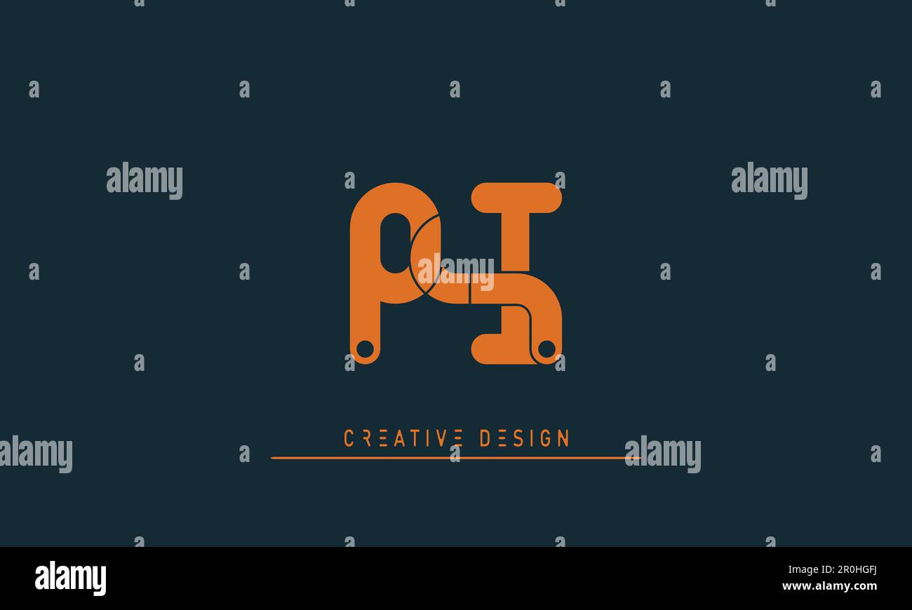 Alphabet letters Modern Creative logo PI , IP Stock Vector