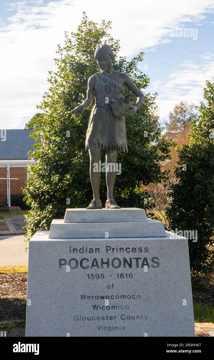 Indian Princess Pocahontas statue in Gloucester county Virginia Stock Photo