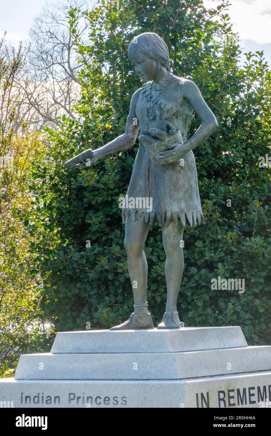 Indian Princess Pocahontas statue in Gloucester county Virginia Stock Photo