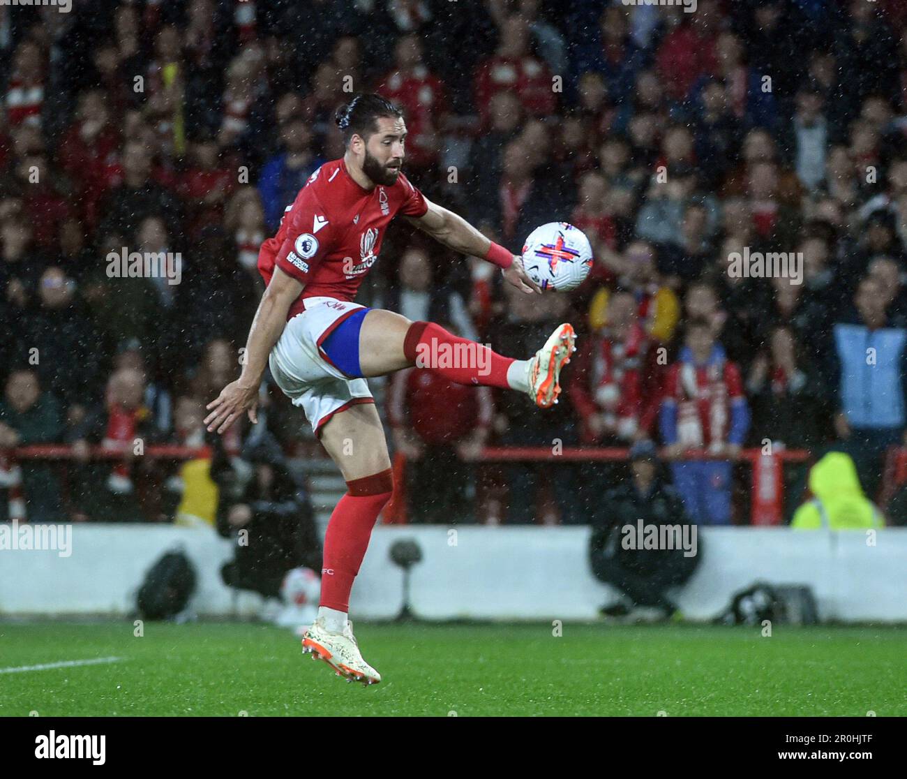 The City Ground, Nottingham, UK. 8th May, 2023. Premier League Football, Nottingham Forest versus Southampton; Filipe controls the crossed ball before scoring but his goal is ruled out for offside. Credit: Action Plus Sports/Alamy Live News Stock Photo