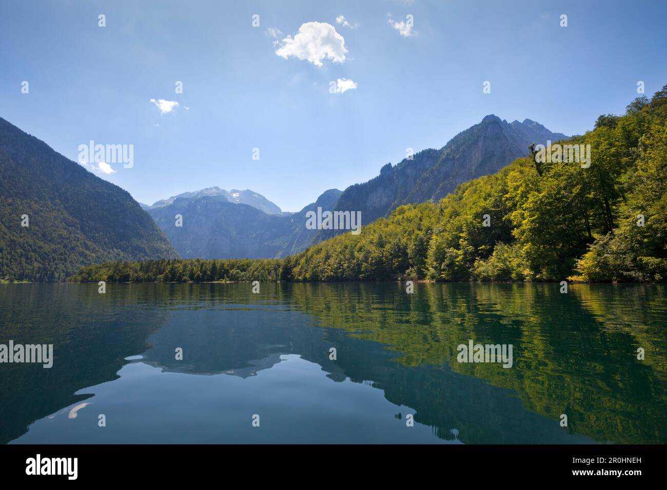 View over lake Koenigssee, Berchtesgaden region, Berchtesgaden National ...