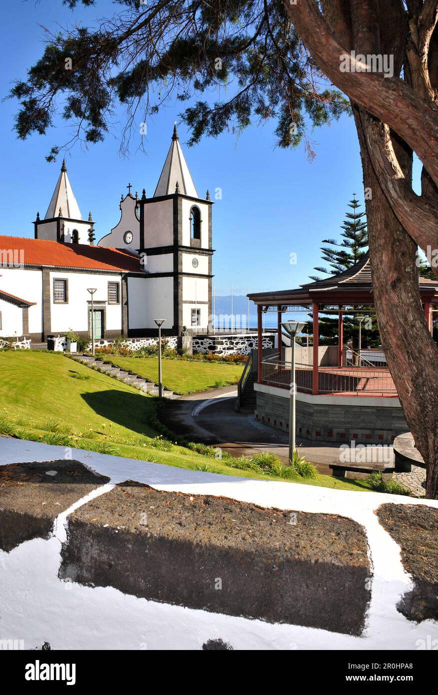 Church of Prainha, northeast coast, Island of Pico, Azores, Portugal Stock Photo