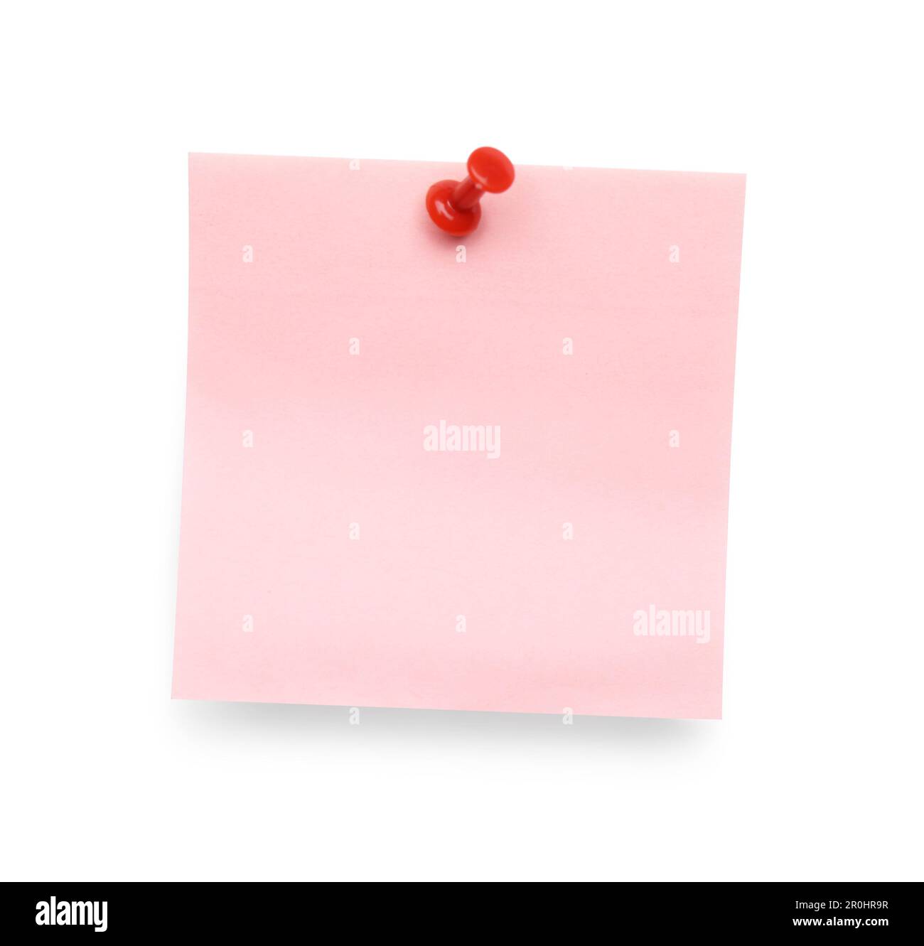 Pin Notes Pink Blank pink note pinned on white background, top view Stock Photo - Alamy