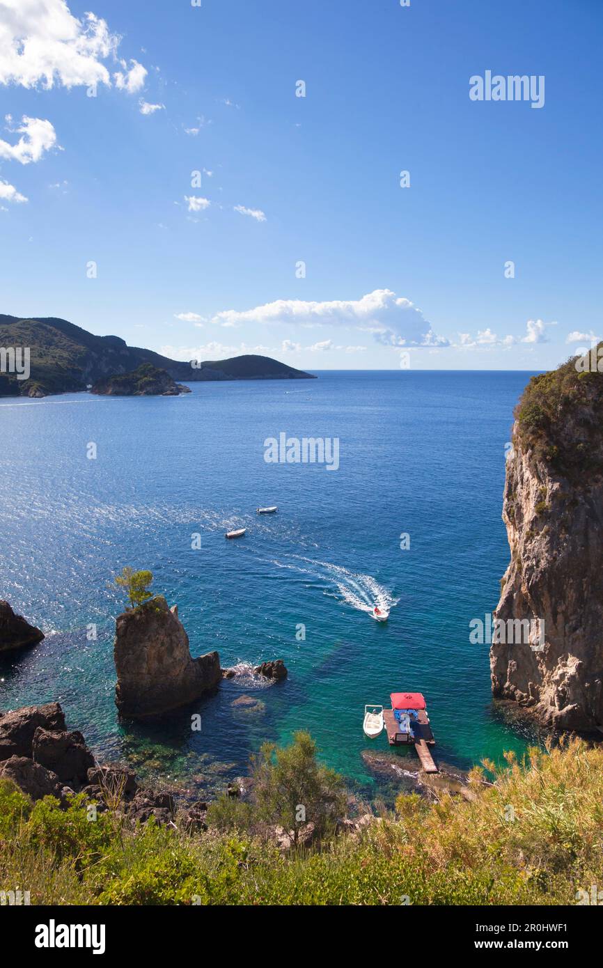 La Grotta Bay, near Paleokastritsa, Corfu island, Ionian islands ...