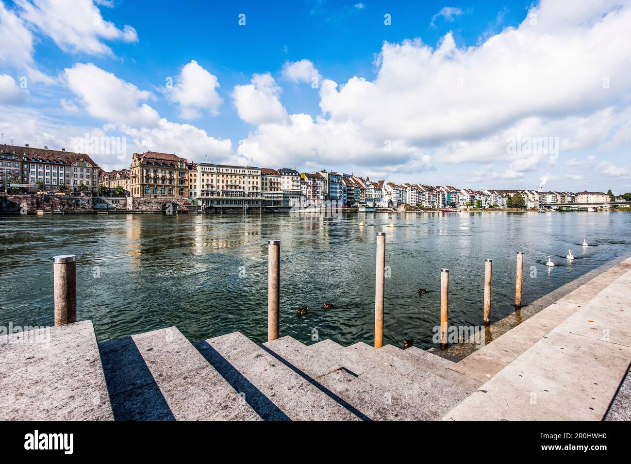 View over river Rhine to a hotel, Basel, canton of Basel-Stadt, Switzerland Stock Photo