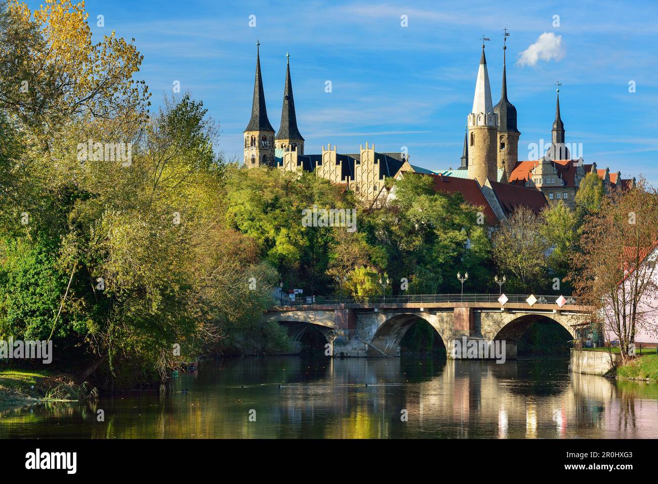 Cathedral and castle Merseburg above river Saale, Merseburg, Saxony ...