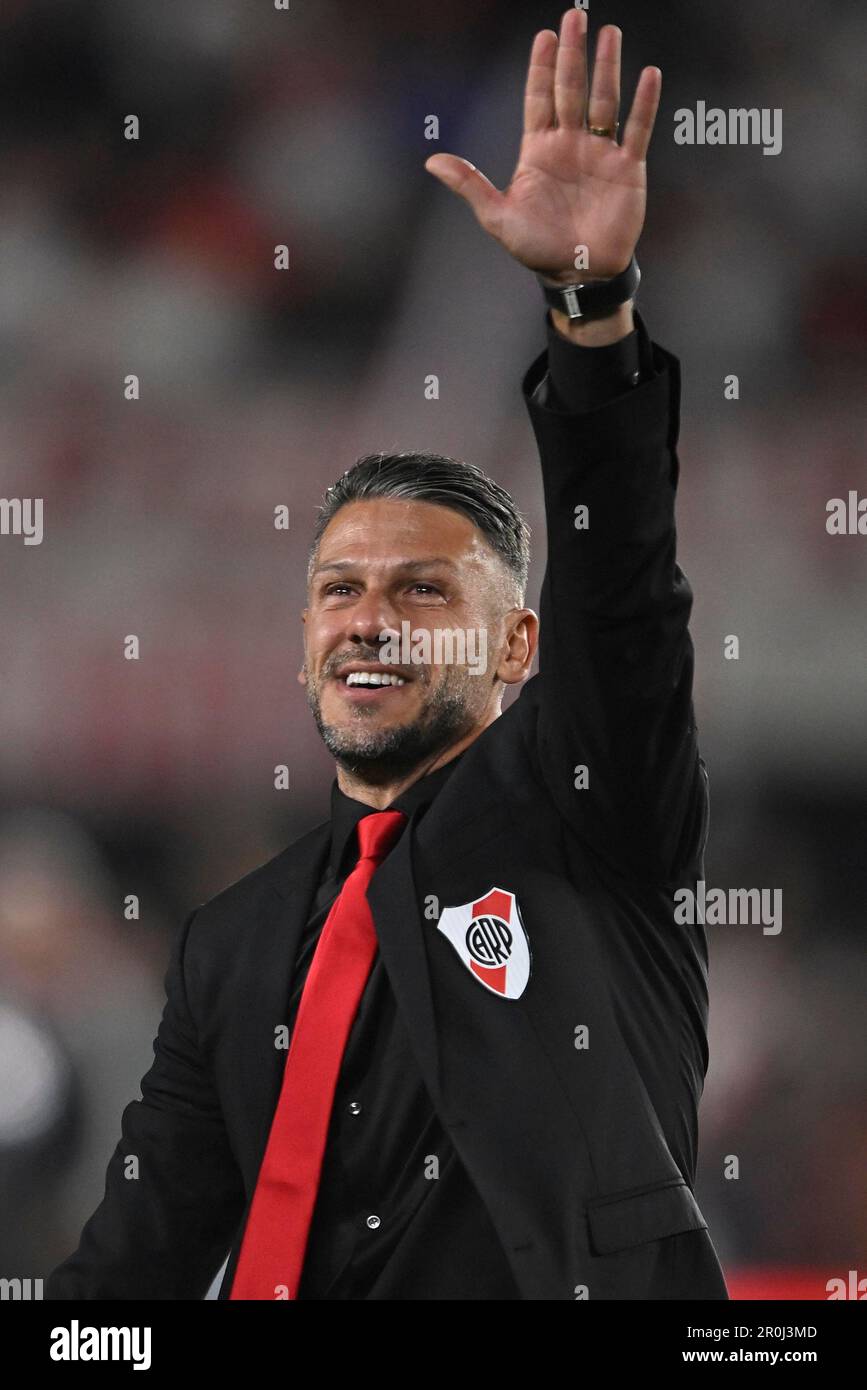 Argentina, Buenos Aires - 07 May 2023: head coach Martín Demichelis of River Plate the Torneo Binance 2023 of Argentina Liga Profesional match between Stock Photo
