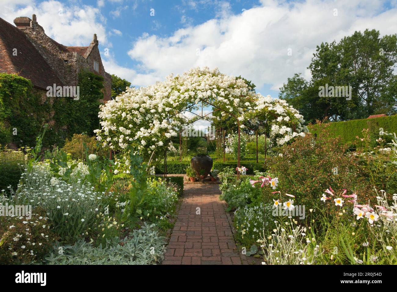 White Garden, Sissinghurst Castle Gardens, Kent, Great Britain Stock