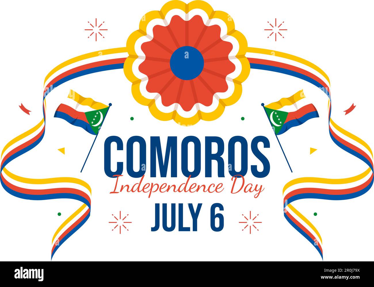 Happy Comoros Independence Day Vector Illustration with Comorian Waving ...