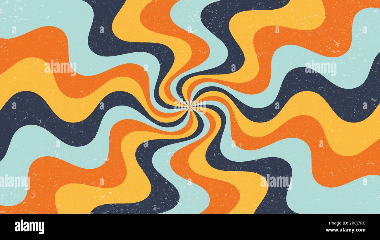 wave sunburst Vintage 70s background vector. Waves, swirl, rough vector texture vector illustration template Stock Vector