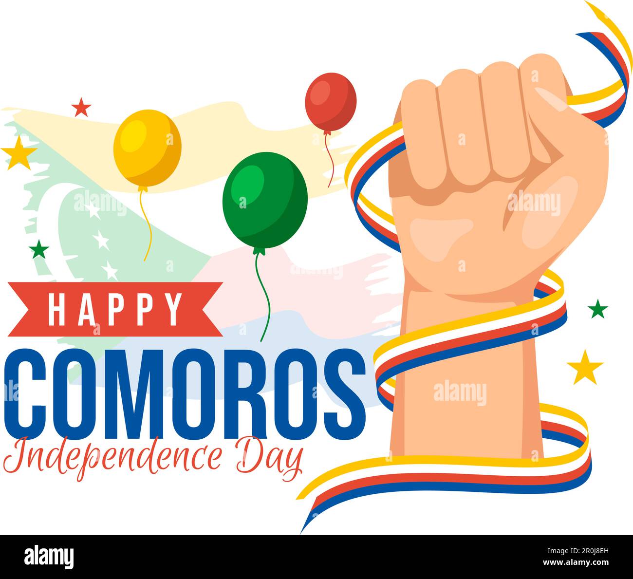 Happy Comoros Independence Day Vector Illustration with Comorian Waving