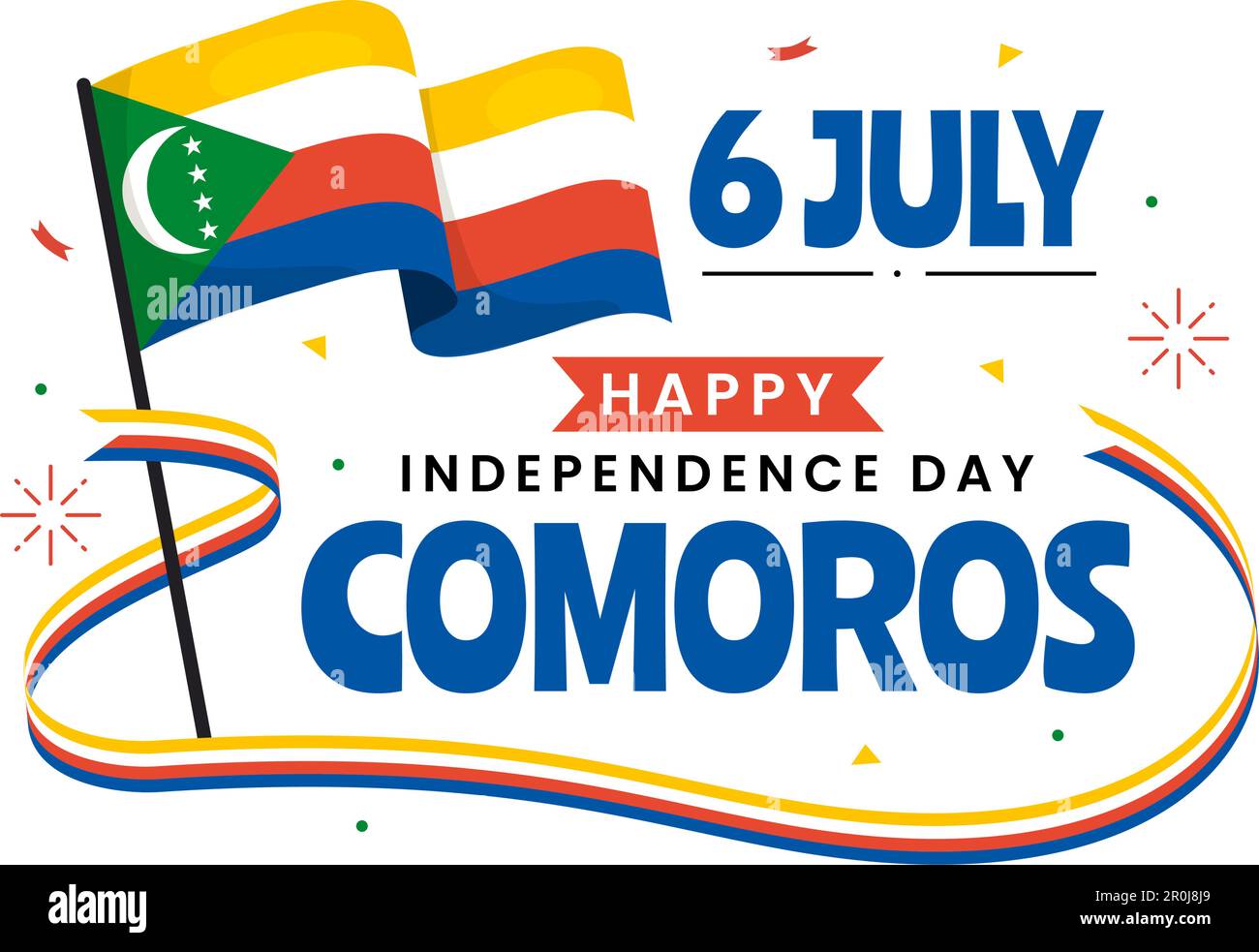 Happy Comoros Independence Day Vector Illustration with Comorian Waving