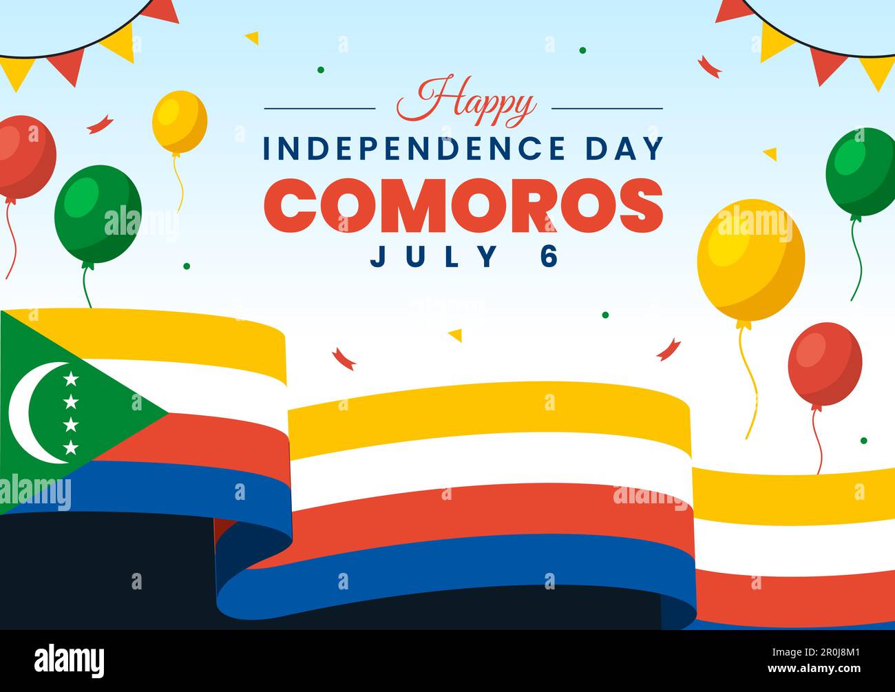Happy Comoros Independence Day Vector Illustration with Comorian Waving