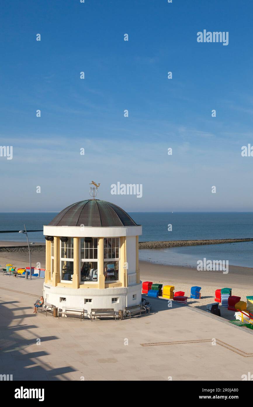 Pavilion on the beach promenade, Borkum, Ostfriesland, Lower Saxony, Germany Stock Photo