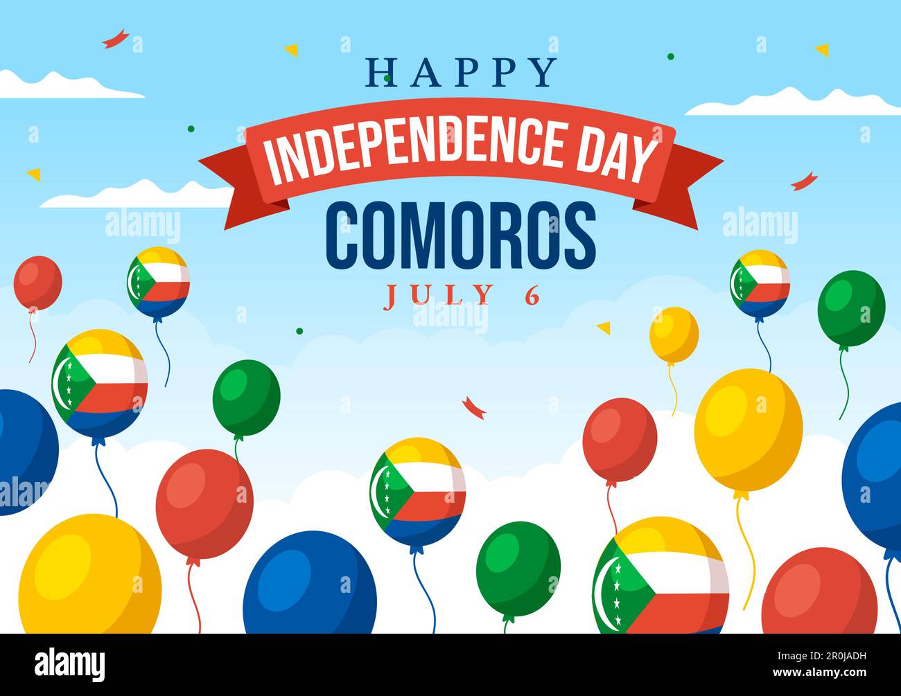 Happy Comoros Independence Day Vector Illustration with Comorian Waving ...
