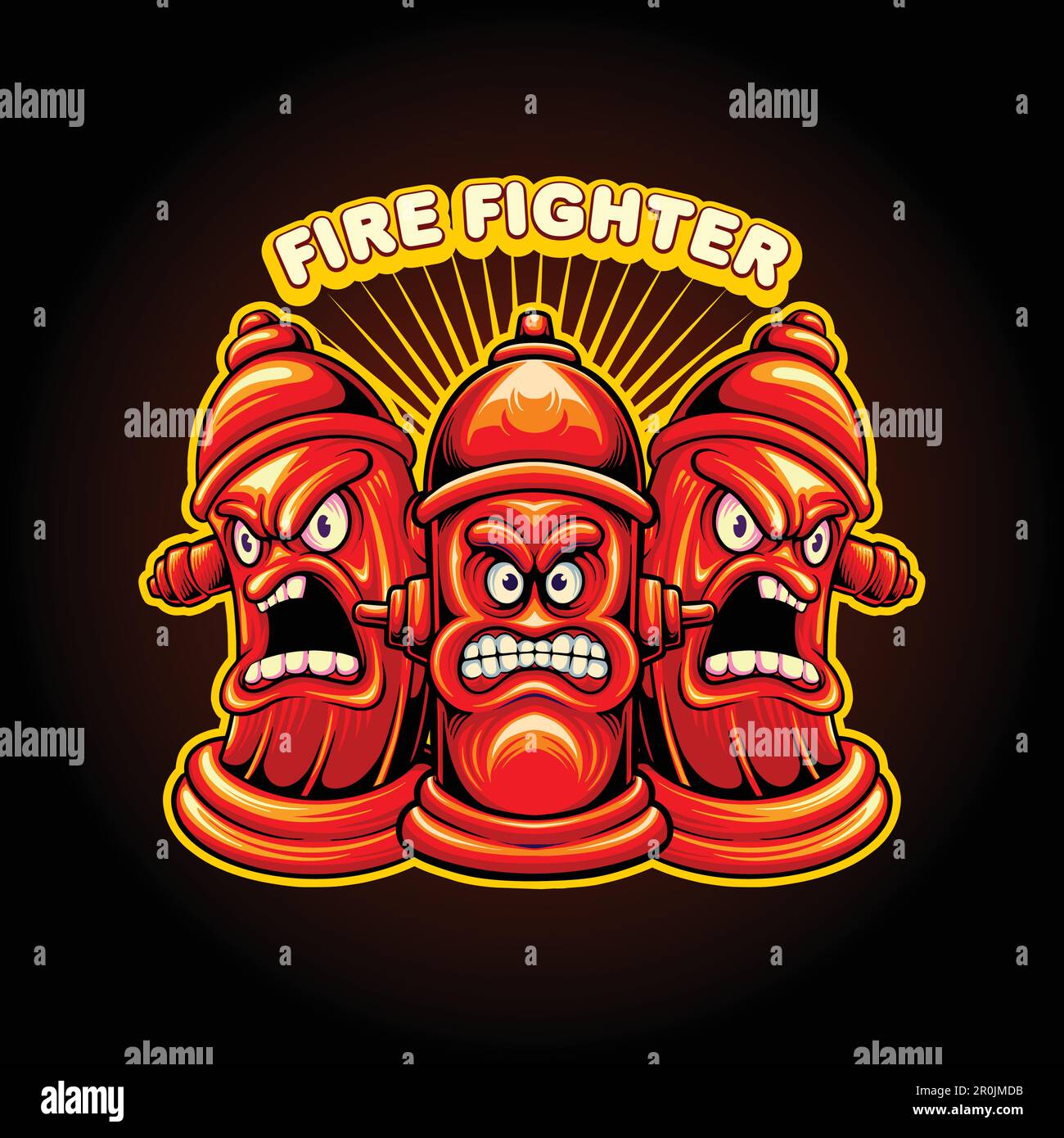 Hydrant pillar fireman department cartoon logo illustrations vector for