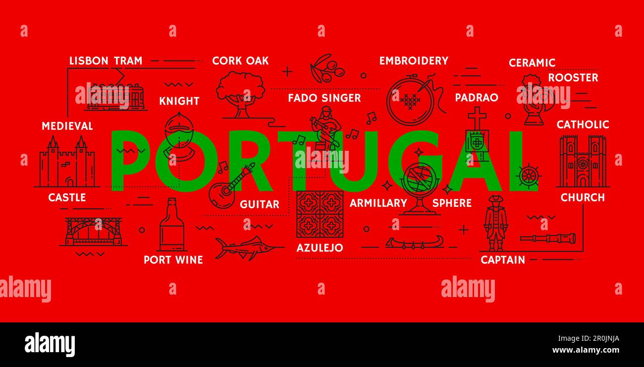 Portugal travel icons and infographics. Portugal culture, history and