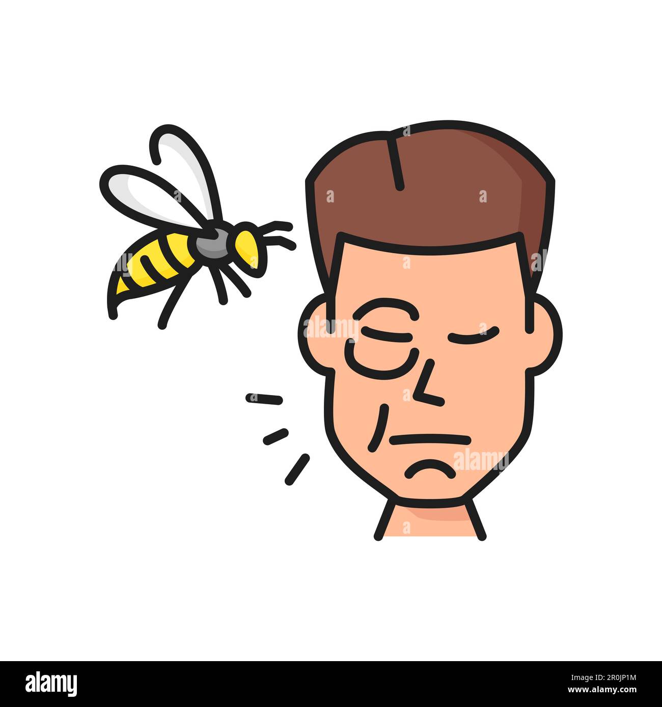 Wasp or bee sting allergy color line icon. Insect poison intolerance