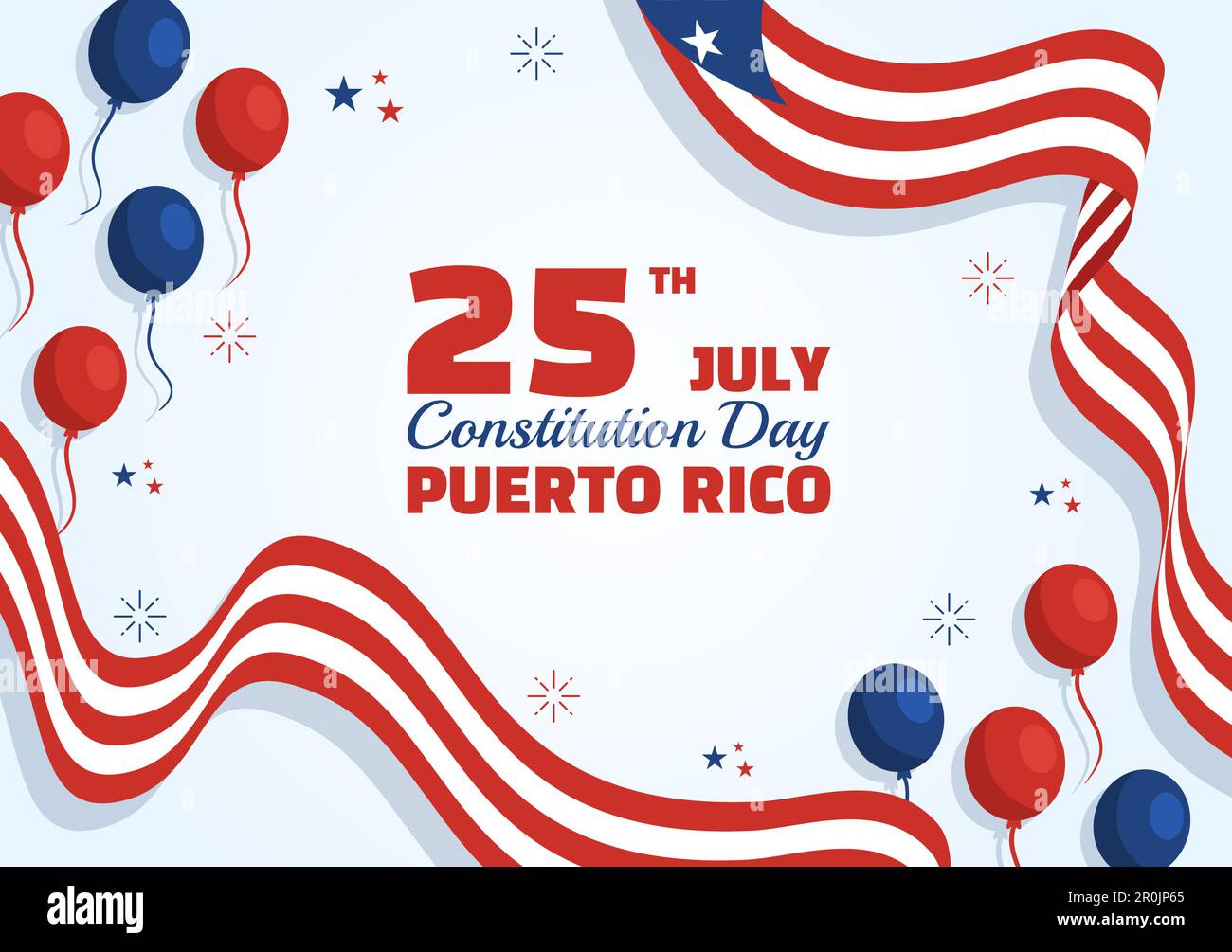 Happy Puerto Rico Constitution Day Vector Illustration with Waving Flag