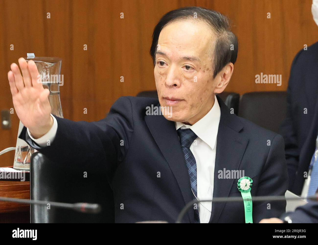 Tokyo, Japan. 9th May, 2023. Bank of Japan Governor Kazuo Ueda raises his hand to answer a question at Lower House's financial committee session at the National Diet in Tokyo on Tuesday, May 9, 2023. (photo by Yoshio Tsunoda/AFLO) Stock Photo