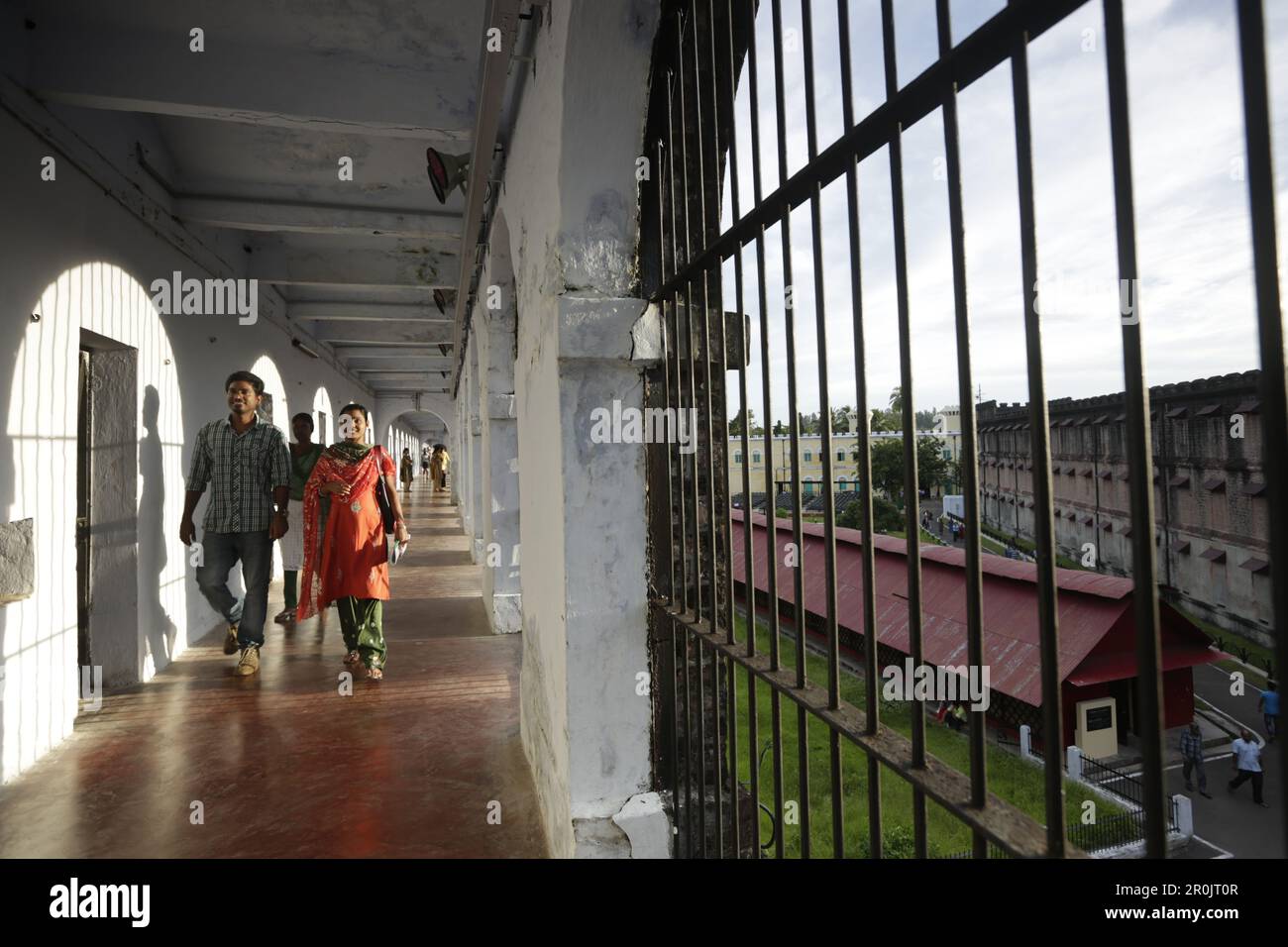 Cellular Jail, National Monument, visitors in the cellblock
