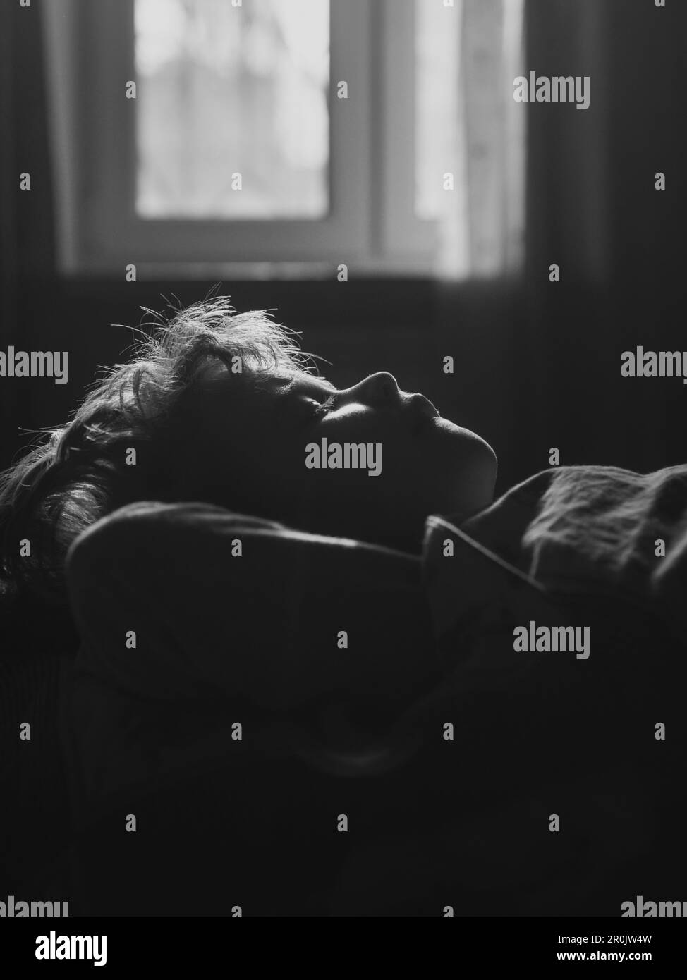 Little boy child sleeping in the bed. Quiet kid sleep. Comfortable