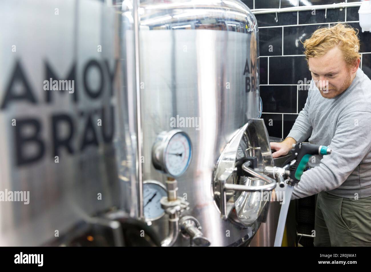 Beer brewery, Bar Amoy Brau, two young Germans brew beer in Xiamen