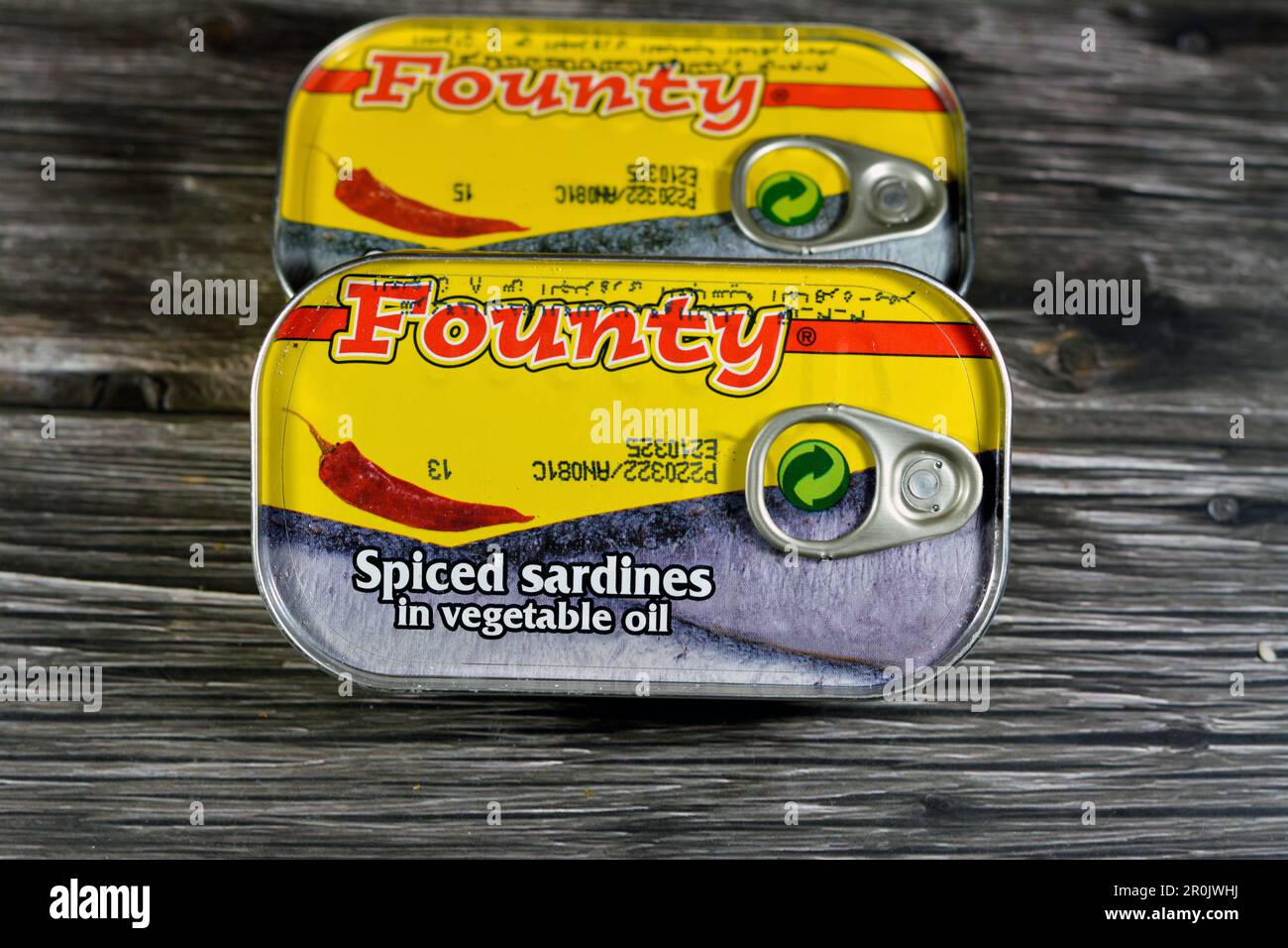 Cairo, Egypt, May 6 2023 Canned Founty spiced Moroccan Sardines in