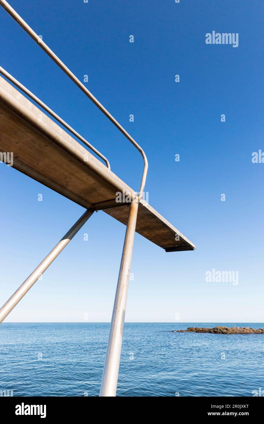 Diving tower at the beach near Hullehavn Camping, summer, Baltic sea