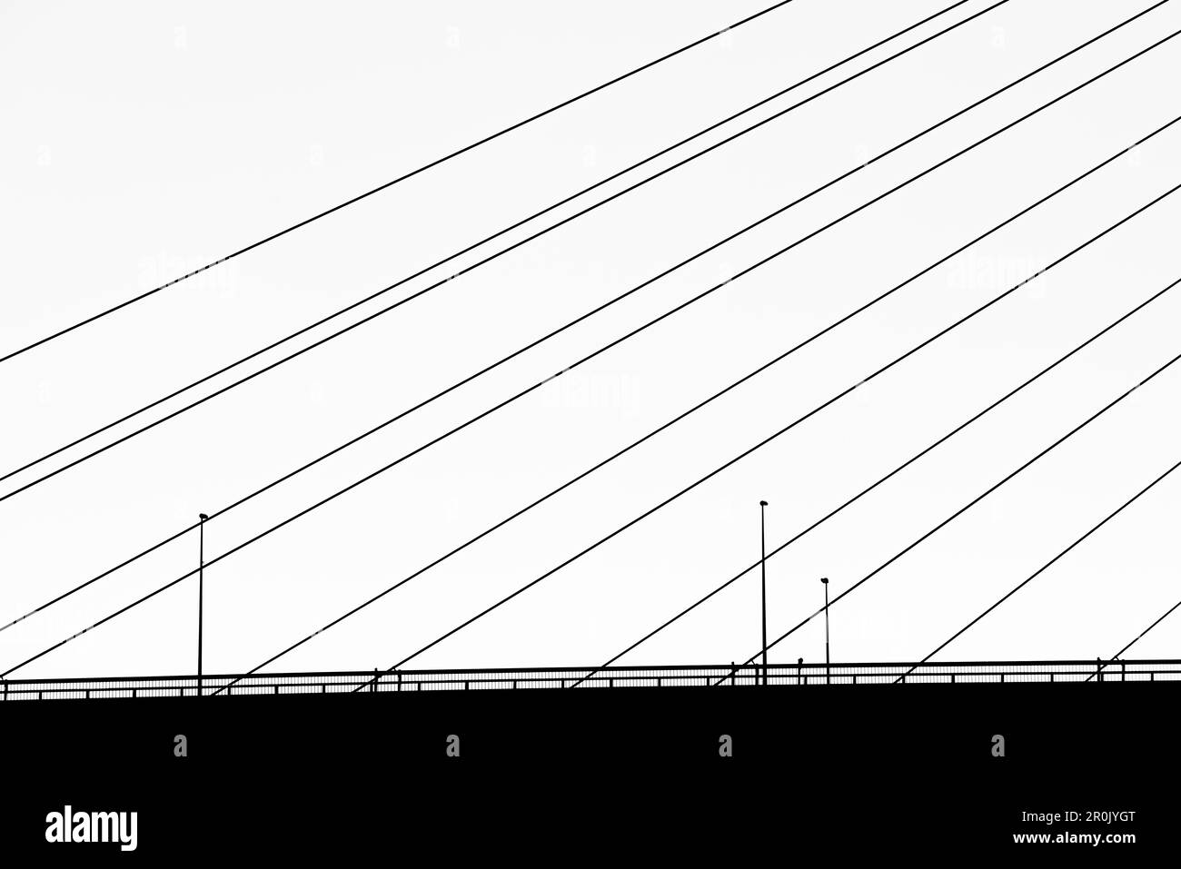 The fanshaped reverse bracings, railings and lighting of the sloping